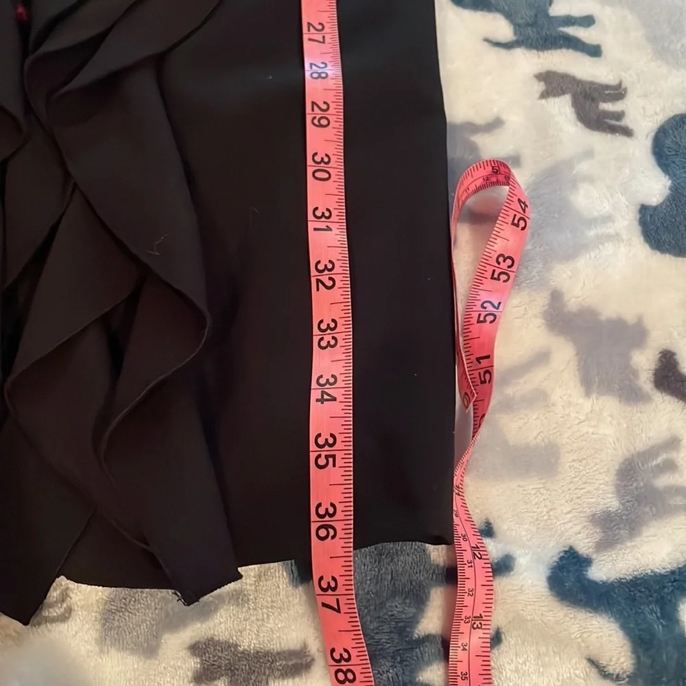 Calvin Klein sz 4 Sleeveless V Neck Ruffle Front Black sheath Dress GUC B71 - Picture 6 of 8